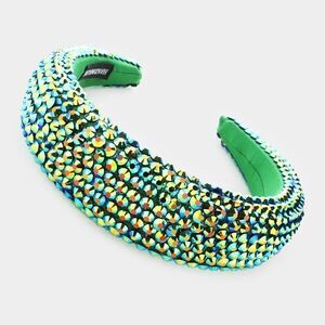 2/$22 Green Abalone Faceted Bead Padded Headband